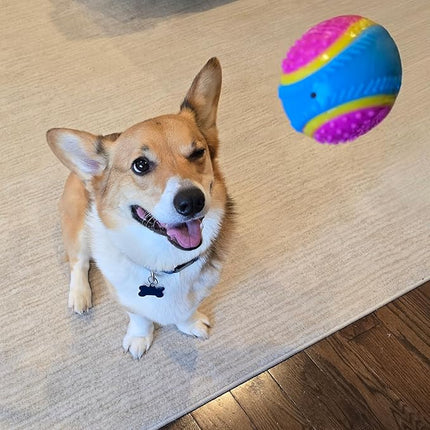 SPOT Sensory Ball Dog Toy for Soft Chewers – 3.25-Inch Durable TPR Rubber Ball with Squeaker and Bell, Textured for Gentle Chewing, High-Contrast Colors for Indoor & Outdoor Fetch Play