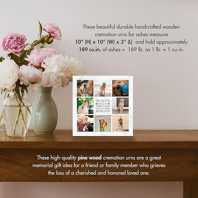 Lifesong Milestones Wooden Shadow Box Cremation Urn for Pet Ashes| Urns for Ashes of Deceased Pet Dog Cat| Sympathy Keepsake 10x10
