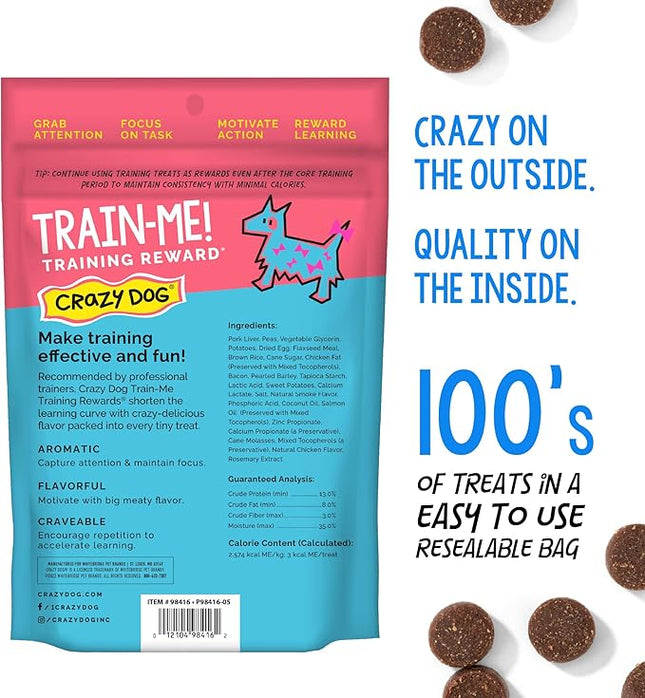 Crazy Dog Train-Me! Training Treats 16 oz. Bag, Bacon Flavor, with 400 Treats per Bag, Recommended by Dog Trainers