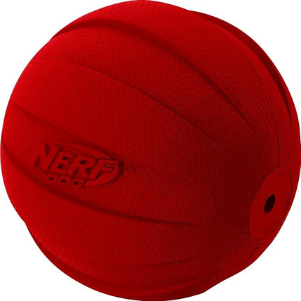 Nerf Dog Rubber Ball Dog Toy with Interactive Squeaker, Lightweight, Durable and Water Resistant, 4 Inch Diameter for Medium/Large Breeds, Single Unit, Red
