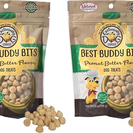 Exclusively Dog Best Buddy Bits Training Treats for Dogs and Puppies - All Natural, Baked in The USA, Ideal for Training & Agility, No Animal Byproducts - Peanut Butter Flavor, 5.5oz Resealable Bag