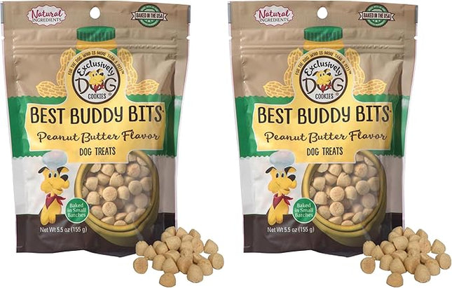 Exclusively Dog Best Buddy Bits Training Treats for Dogs and Puppies - All Natural, Baked in The USA, Ideal for Training & Agility, No Animal Byproducts - Peanut Butter Flavor, 5.5oz Resealable Bag