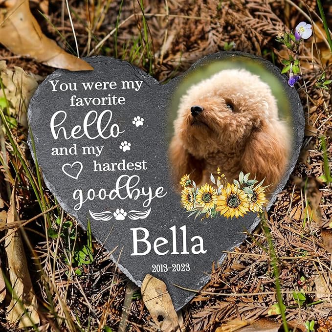 Gabita Custom photo Dog Memorial Stone, Pet Memorial Gifts for Loss of Dogs, Personalized Gift Dog Memorial Stone Garden Sign