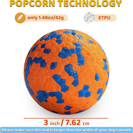 Dog Balls, Indestructible Dog Toy Ball for Aggressive Chewers, Durable High Elasticity Interactive Ball for Training Dog Catch and Fetch, Large Medium Small Dog and Puppies(Orange, 3in, 2pcs)