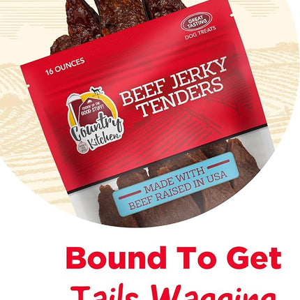 Country Kitchen Beef Jerky Tender Dog Treats, Made with Real Beef, High Protein, Low Fat, No Artificial Colors, 16 oz