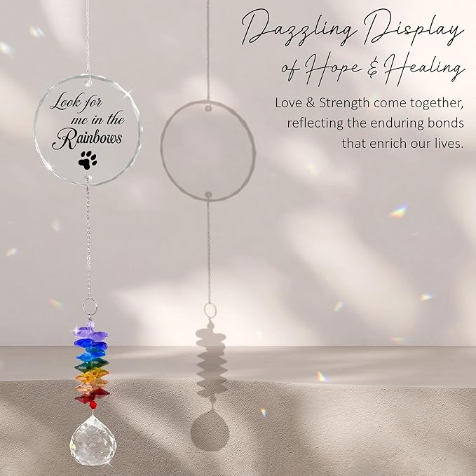 Pet Memorial Suncatcher - Dog Cat Loss Sympathy Gift - Rainbow Crystal Prism - Bereavement Keepsake - Pet Lover Gift - Daily Remembrance - Suncatcher Ornament