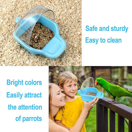 Bird Bath Box Hanging Birdbath Toy Parakeet Caged Bathing Tubs Parrot Bath Tub Water Shower Food Feeder Holder Tray Bird Bath for Cage Accessory Small Birds Parrots Cockatiel Budgies