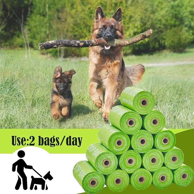 GWT Dog Poop Bags Rolls 9"x13" Certified Home Plant Based Doggie Bags for Poop 270 Count Pet Waste Bags for Outside and Backyard
