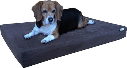 Dogbed4less Orthopedic Gel Memory Foam Pet Dog Bed, Waterproof Liner with External Microsuede Cover and Bonus Antislip Cover (Microsuede Espresso, 41"X27"X4" Inches)