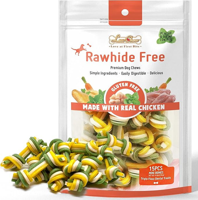 Rawhide Free Triple Dental Floss Dog Treats 15 pcs/Bag