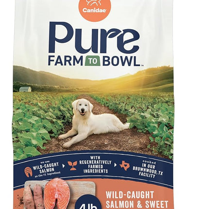 Canidae Pure Farm to Bowl, Grain-Free, Wild-Caught Salmon & Sweet Potato Dog Food, Adult 4lb