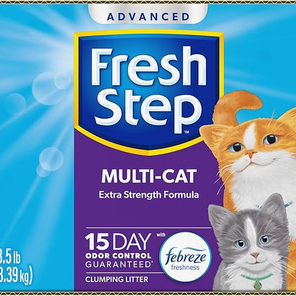 Fresh Step Advanced Multi Cat Clumping Litter with Febreze Freshness, Fresh Step Clumping Cat Litter Extra Strength Formula, 37 lbs. (2 x 18.5 lb. Box)