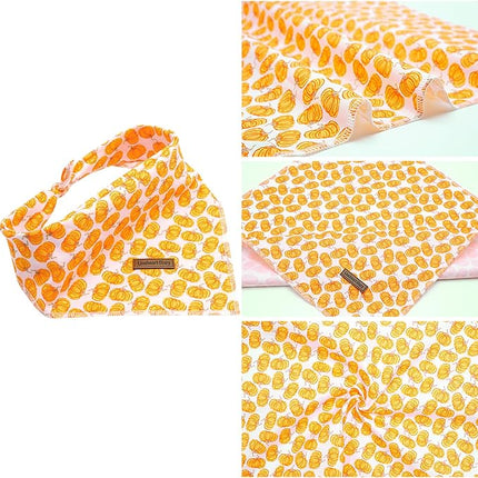 Lionheart Glory Fall Square Dog Scarf - Adjustable, Washable Soft Bandana for Medium Large Dogs (Halloween Pumpkin Theme, 1 Pack)