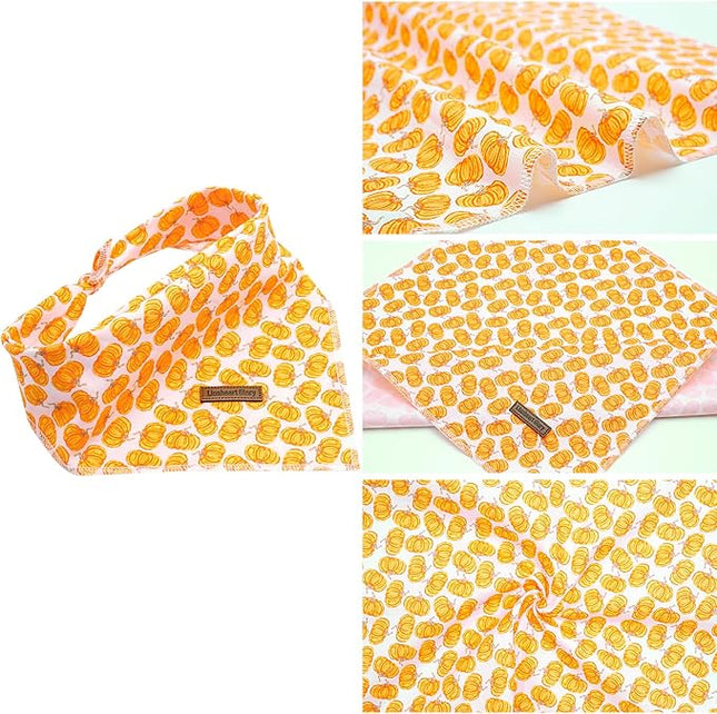 Lionheart Glory Fall Dog Bandana - Halloween Pumpkin Washable Soft Dog Scarf Adjustable for Small Dogs