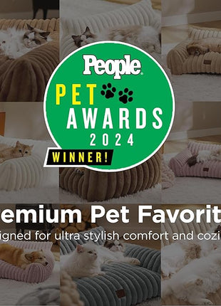 Bedsure Cute Cat Couch for Pets - Fluffy Small Dog Sofa with Premium Soft Corduroy Fleece, Pet Sofa with Removable Washable Cover, Supportive Dog Couch Bed for Small Medium Dogs, 30inch, Warm Grey