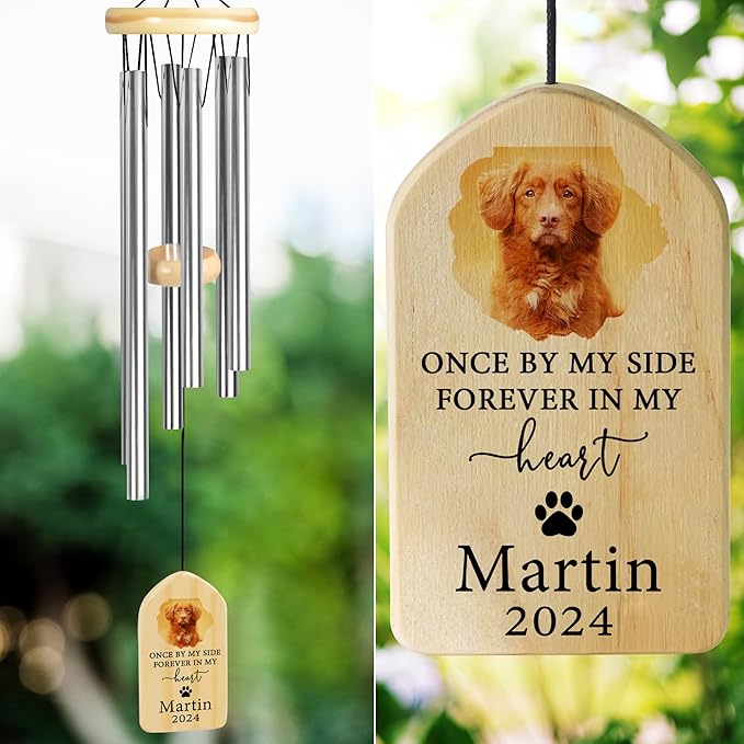Pet Memorial Wind Chimes, Personalized Pet Memorial Wind Chime, Dog Memorial Gifts, Pet Loss Sympathy Gift, Medium Size
