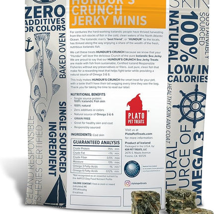 PLATO Hundur's Crunch Jerky Minis 10oz, Natural (859554001397)