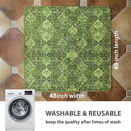 nunubaby Washable Pee Pads for Dogs, Stylish, Non-Slip and Leak-Proof Pee Pads. Reusable Potty Pads for Dogs for Crates and Floors.(Green/Multi, 48" x48")