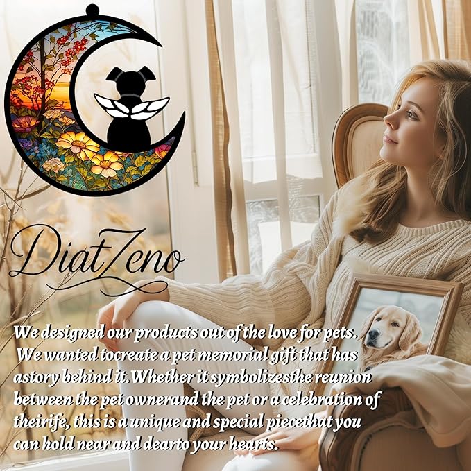 Dog Memorial Gift for Loss of Dog – DIY Angel Memorial Suncatcher & Paw Print Kit for Dogs with Sympathy Card | Pet Memorial Keepsake(Floral Memory Field)