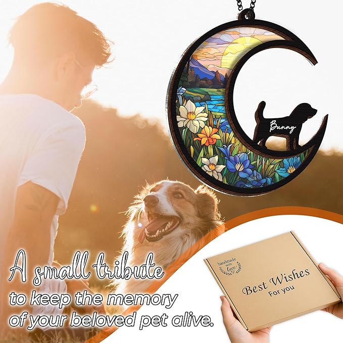 6'' Beagles Memorial Suncatcher, Personalized Name Breed, Pet Ornament Window Car Hanging, Sympathy Gift for Loss of Pet, Passed Away Remembrance Gift for Dog Lovers 46-SS1