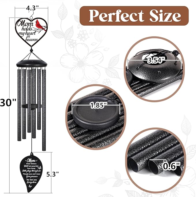 Memorial Gifts for Loss of Mom Wind Chimes,Sympathy Gifts for Loss of Mom,Bereavement Remembrance Funeral Condolence Gifts for Loss of Mother, 30“ Memorial Wind Chimes for Loss of Loved One