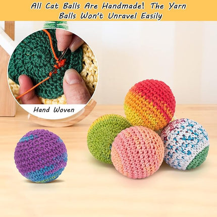 Retro Shaw Cat Toys Balls, Yarn Cat Ball with Bell Inside, Kitten Toys for Indoor Cats Kitty, Interactive Cat Nip Chew Toys for All Pet Breed 6 Pack