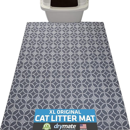 Drymate XL Original Cat Litter Mat, Contains Mess from Box, Protects Floors, Urine-Proof, Machine Washable, Soft on Kitty Paws, Absorbent, Waterproof (USA Made, Recycled Content)(29”x36”)(Indigo Grey)
