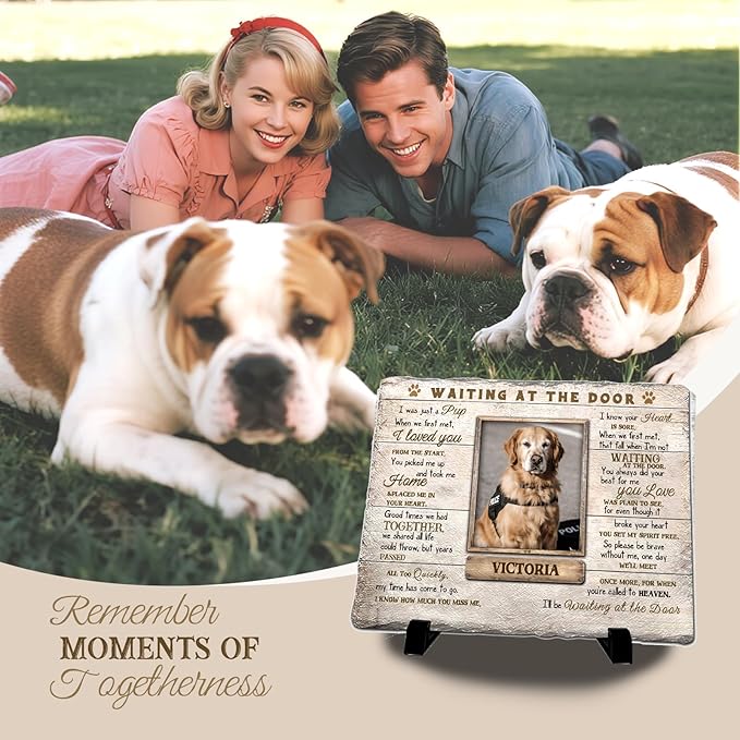 Personalized Pet Memorial Stone, Custom Dog Memorial Gifts for Loss of Dog with Photo Name Date, Dog Remembrance Gift, Loss of Dog Sympathy Gift for Dog Cat Lovers (Quote 1)