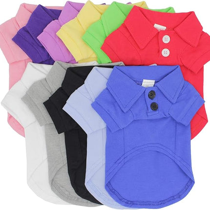 lovelonglong Basic Dog Polo Shirts Premium Cotton, Polo T-Shirts for Large Medium Small Dogs with a Two-Button Collar Blank Color Violet XL
