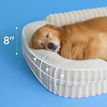 LE SURE Cute XL Dog Beds, Orthopedic Waterproof Dog Bed for Extra Large Dogs, High Back Non-Slip Bottom and Egg-Crate Foam Big Pet Couch Sofa with Washable Removable Cover, Beige