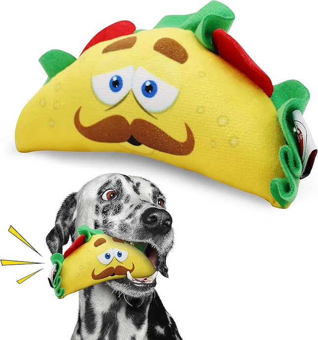 SPOT Fun Food Taco Plush Dog Toy with Squeaker - Interactive Soft, Squeaky Toy for Dogs and Puppies, Keeps Pets Entertained, Cute and Funny Chew Toy Made with Soft Fabric - 6in