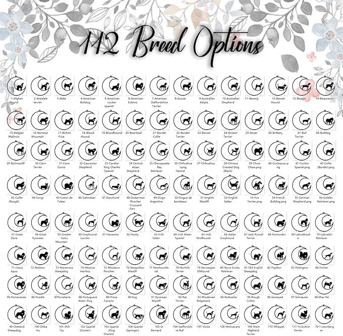 xrlsg Personalized Dog Memorial Suncatcher Custom Name Dog Breeds Suncatcher Ornament Loss of Dog Sympathy Gift for Dog Lover-6"