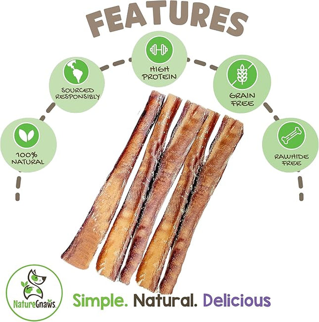 Nature Gnaws Extra Large Bully Sticks for Dogs 11-12" (3 Count) - Thick Long Lasting for Aggressive Chewers and Heavy Chewers - Natural Beef Dog Chew Bones