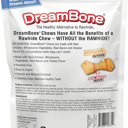 DreamBone Mini Chews, Made with Real Bacon and Cheese Flavor, Rawhide Free Dog Chews, 24 Count