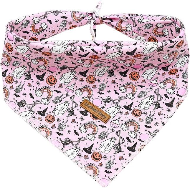 Lionheart Glory Halloween Dog Bandana - 1 Pack Washable Soft Scarf, Fall Bib for Small to Large Dogs, Adjustable Square Bandana for Boys and Girls