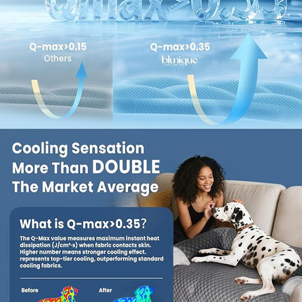 Large Cooling Dog Bed – 41 x 37 inch Waterproof Couch Cover for Dogs Washable, Non-Slip Bottom, Self Cooling Mat for Dogs, Durable & Non-Gel, Dog Couch Bed for Sofa Floor Car, Cooling Grey