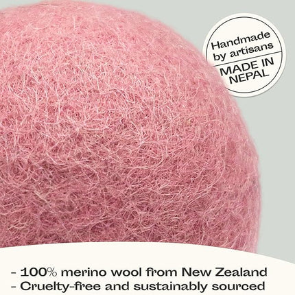 MEOWFIA Wool Ball Toys - 6-Pack of Safe for Cats and Small Dogs Balls - 2 Inch Felted Wool Cat Toy and Dog Toy - Perfect with Cat Cave - Silent - Mini Tennis Balls - (2in/Pink)