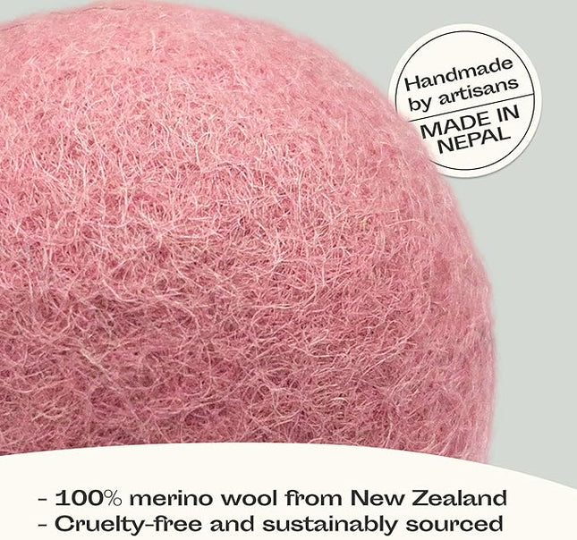 MEOWFIA Wool Ball Toys - 6-Pack of Safe for Cats and Small Dogs Balls - 2 Inch Felted Wool Cat Toy and Dog Toy - Perfect with Cat Cave - Silent - Mini Tennis Balls - (2in/Pink)