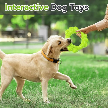 Indestructible Dog Chew Toys for Aggressive Chewers, Super Chewer Toys for Medium Large Dogs, Interactive Ring Toy, Heavy Duty Teething Toys