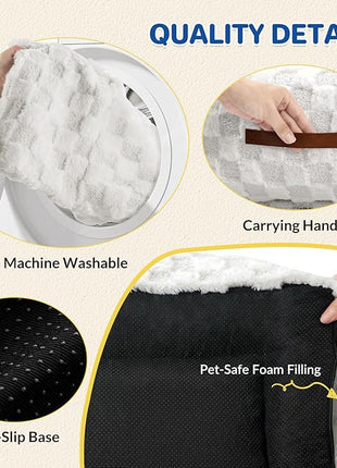 Cat Bed Cats Couch for Puppy and Kitten, Fluffy Pet Couch Small Dog Sofa Bed, Supportive Cat Sofa for Indoor Cats, Washable Cover & Non-Slip, 26 inch, White