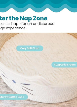 Catstages Bed & Basket Retreat 2-in-1 Cat Bed with Removable Cushion, Plush Cotton Rope, White, 15 in – Versatile Pet Bed and Toy Storage Basket