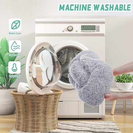 NOYAL Calming Donut Dog Bed for Small to Medium Dogs & Cats - Plush Faux Fur Anti-Anxiety Pet Bed with Machine Washable Cover & Non-Slip Base