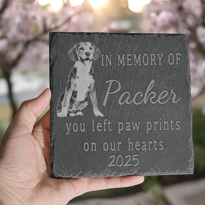 Pet Memorial Stone, Dog Memorial Stone, Dog Memorial Gifts for Loss of Dog, Pet Memorial Gifts, Loss of Pet Sympathy Gift, in Loving Memory Pet - in Memory of Our Hearts - Square