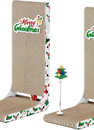 Cardboard Cat Scratcher, 23.6 Inch L Shaped Vertical Cat Scratching Board, Wall-Mount Cat Scratchers for Indoor Cats (Colorful, 2pcs)