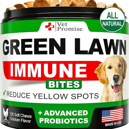 Grass Burn Spot Chews - Dog Urine Neutralizer for Lawn - 120 Grass Green Treats, Rocks - Pee Grass Spot Saver Caused by Dog Urine - Probiotics - Digestive Enzymes - Made in USA