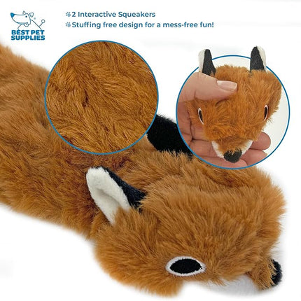 Best Pet Supplies Squeaky Dog Toys with Soft Durable Fabric for Small, Medium and Large Pets Interactive Toy for Indoor Play, Supports Active Biting and Play - Fox, Raccoon, Small
