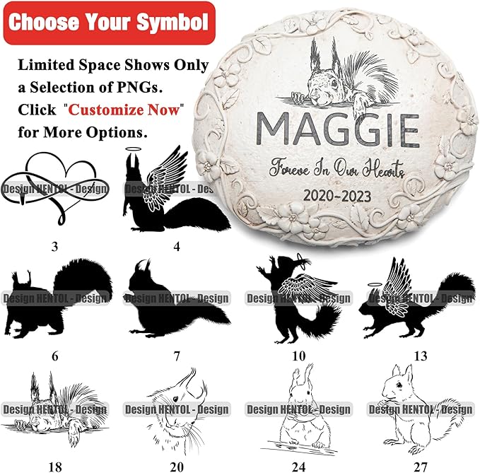 Personalized Squirrel Memorial Stone, Pet Grave Marker Squirrel, Squirrel Headstone, Squirrel Tombstone, Squirrel Gravestone, Squirrel Memorial Gifts