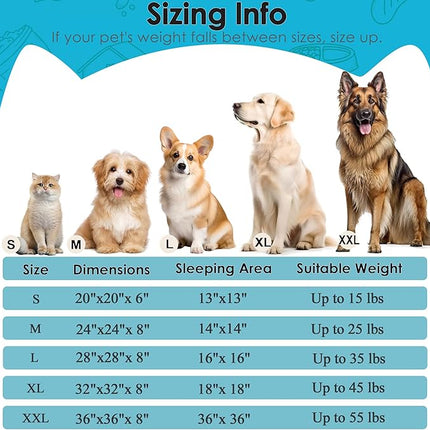 Dogs Bed for Small Dogs, Anti-Anxiety Washable Round Bed (Light Blue, 24.0" L x 24.0" W x 8.0" Th)