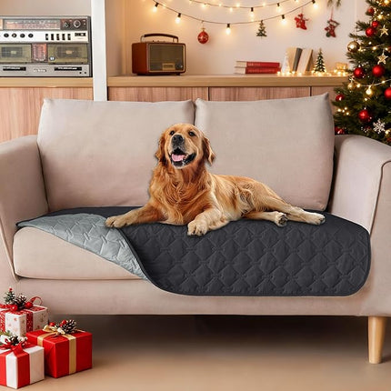 gogobunny 100% Double Sided Waterproof Dog Blanket Soft Pet Bed Cover Reversible Protect Furniture Couch Sofa Car for Puppy Large Dog Cat (Dark Charcoal/Light Charcoal, 32x53 Inch (Pack of 1))