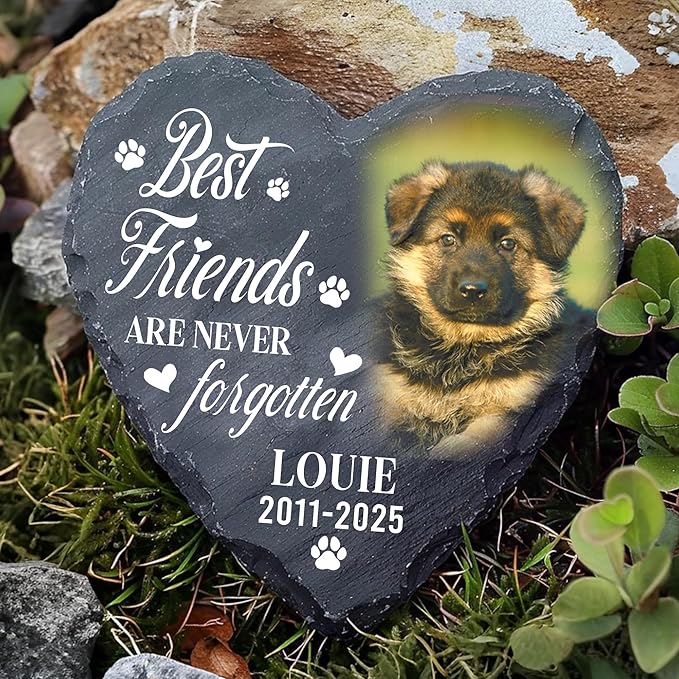 Personalized Dog Memorial Gifts for Loss of Dog, Custom Pet Memorial Stone with Photo Name Date, Stones for Dogs, Gift for Cat Lovers, Bereavement Sympathy Gift for Pet Lover, Quote 3